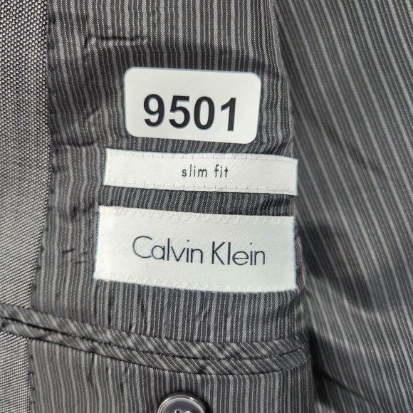 Calvin Klein Jacket Mens 46 Regular Gray Wool Slim Fit Blazer Suit Coat Career - Picture 11 of 15